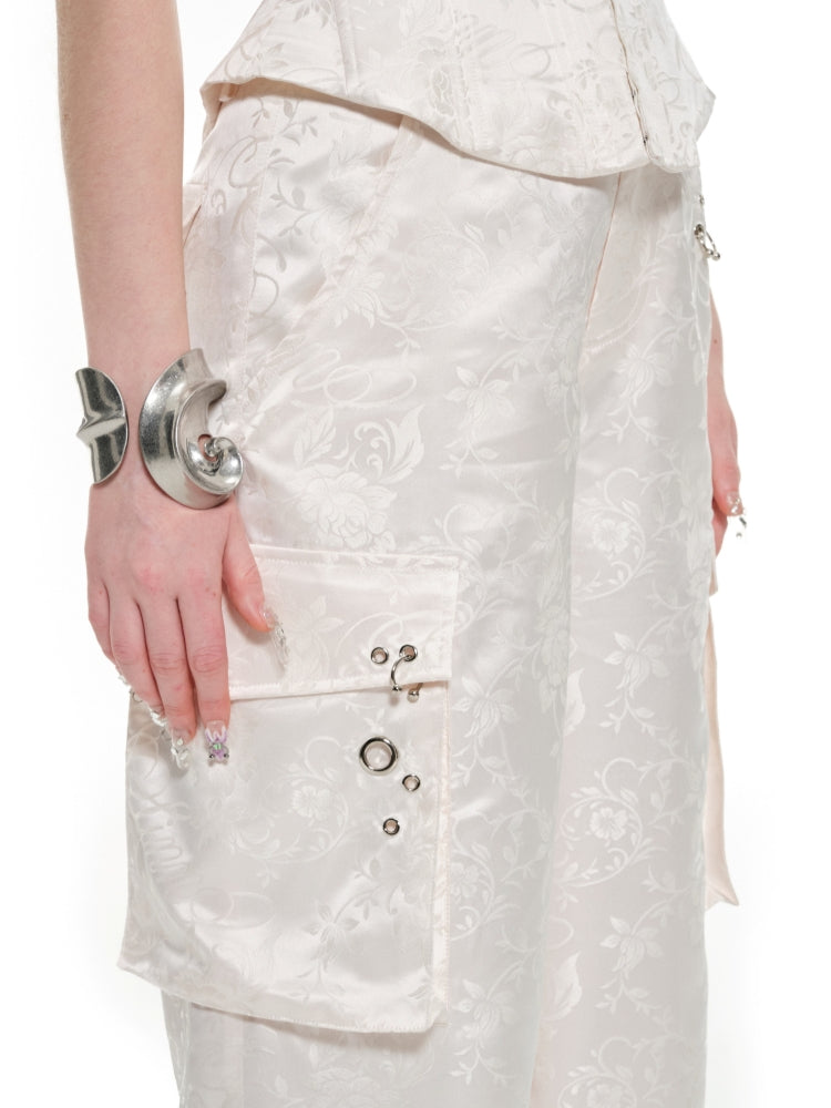 Black & Pink Jacquard Cargo Pants - CHINASQUAD