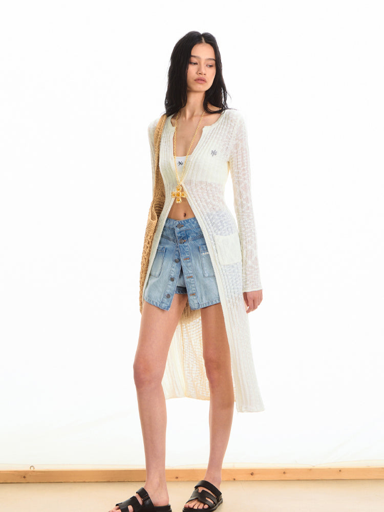 Anti-Pilling Round Neck Lightweight Knit Cardigan - CHINASQUAD