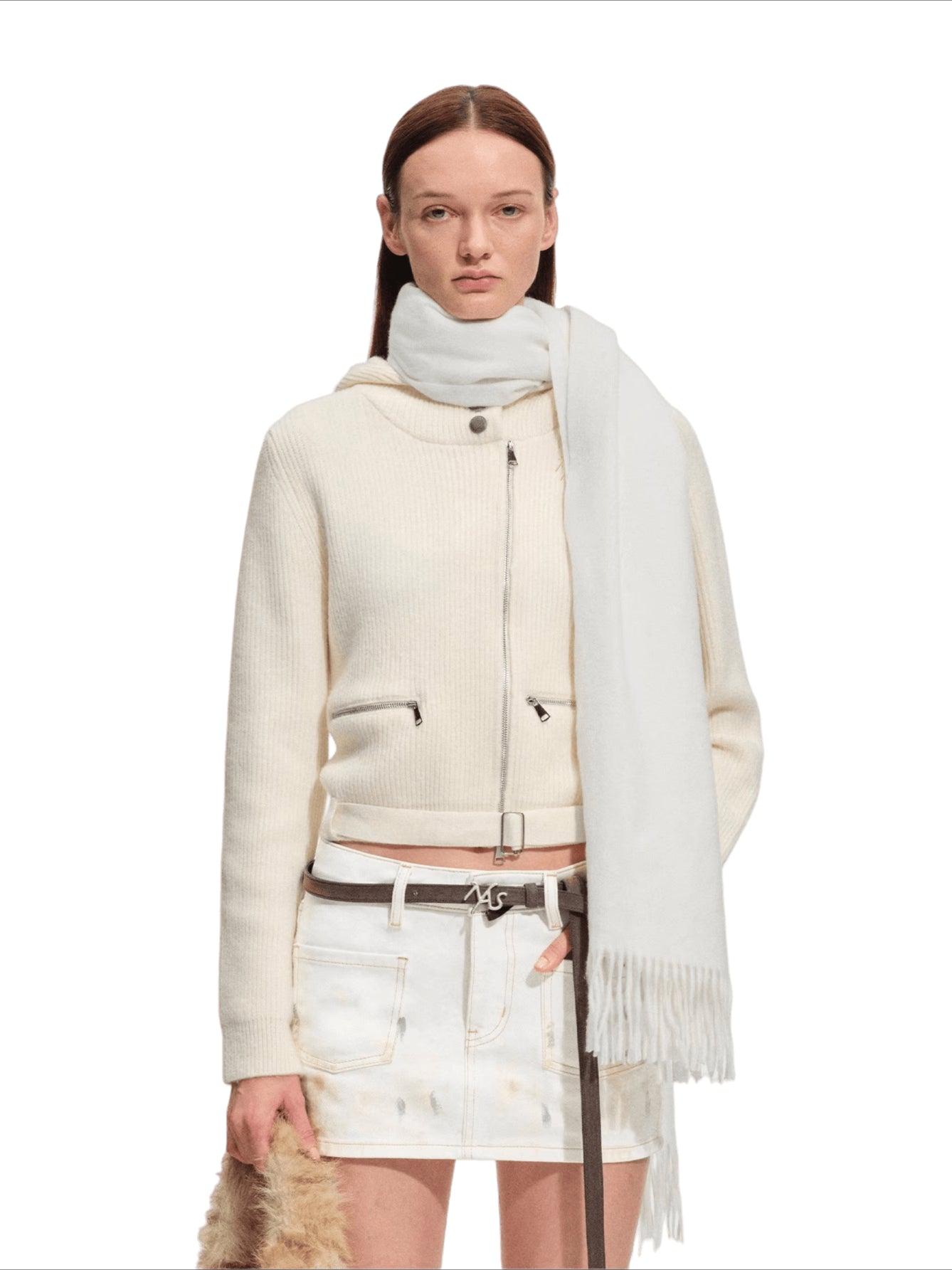 Garde Wool Ribbed Hooded Knit Cardigan