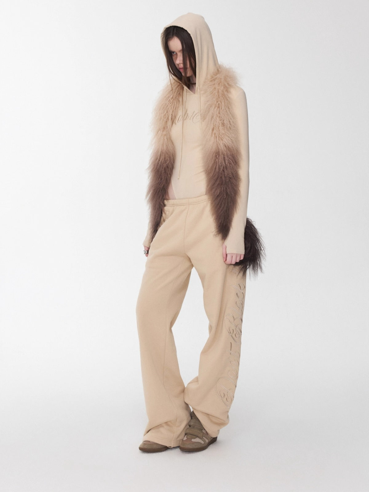 Faux-Fur Sweatshirt & Jogger Set
