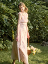 Washed Cotton Halter Long Dress - CHINASQUAD