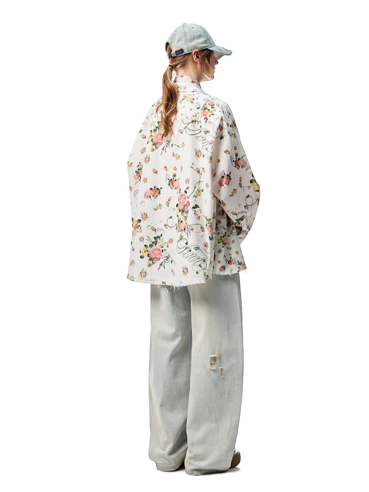 Patchwork Floral Washed Cotton-Linen Shirt - CHINASQUAD