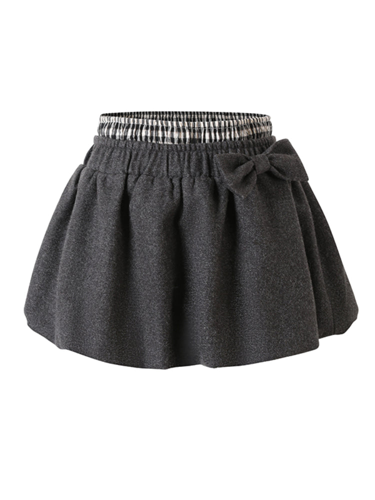 Double Waistband Bow-knot Peplum Skirt - CHINASQUAD
