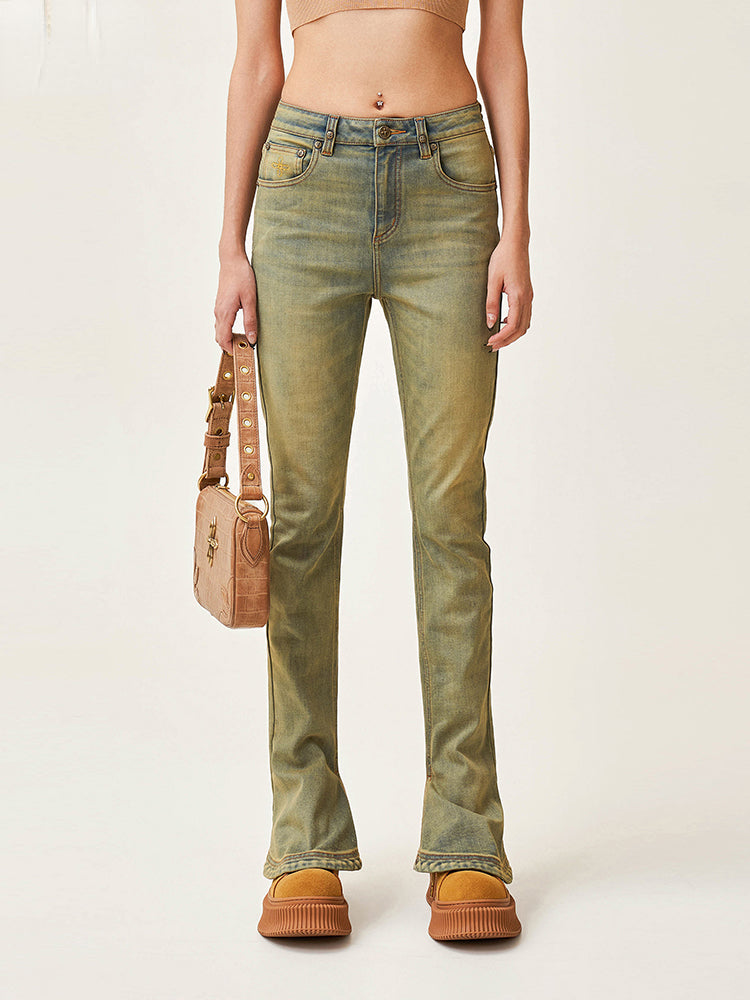 Compass High-waisted Stretch Denim Pants - CHINASQUAD