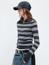 Striped Wool Blend Half-Zip Sweater - CHINASQUAD