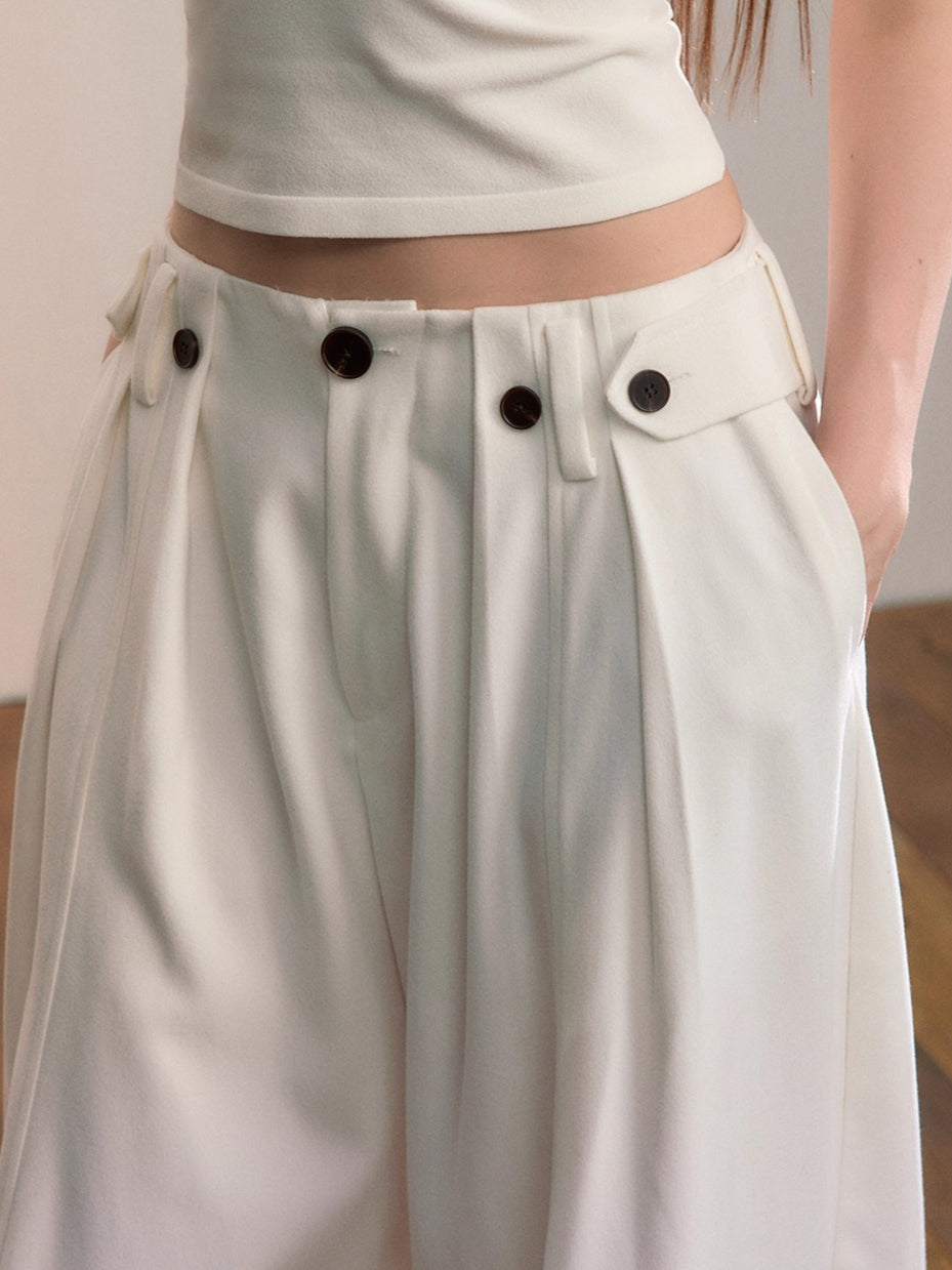 Tailored Pleated Wide-Leg Trousers