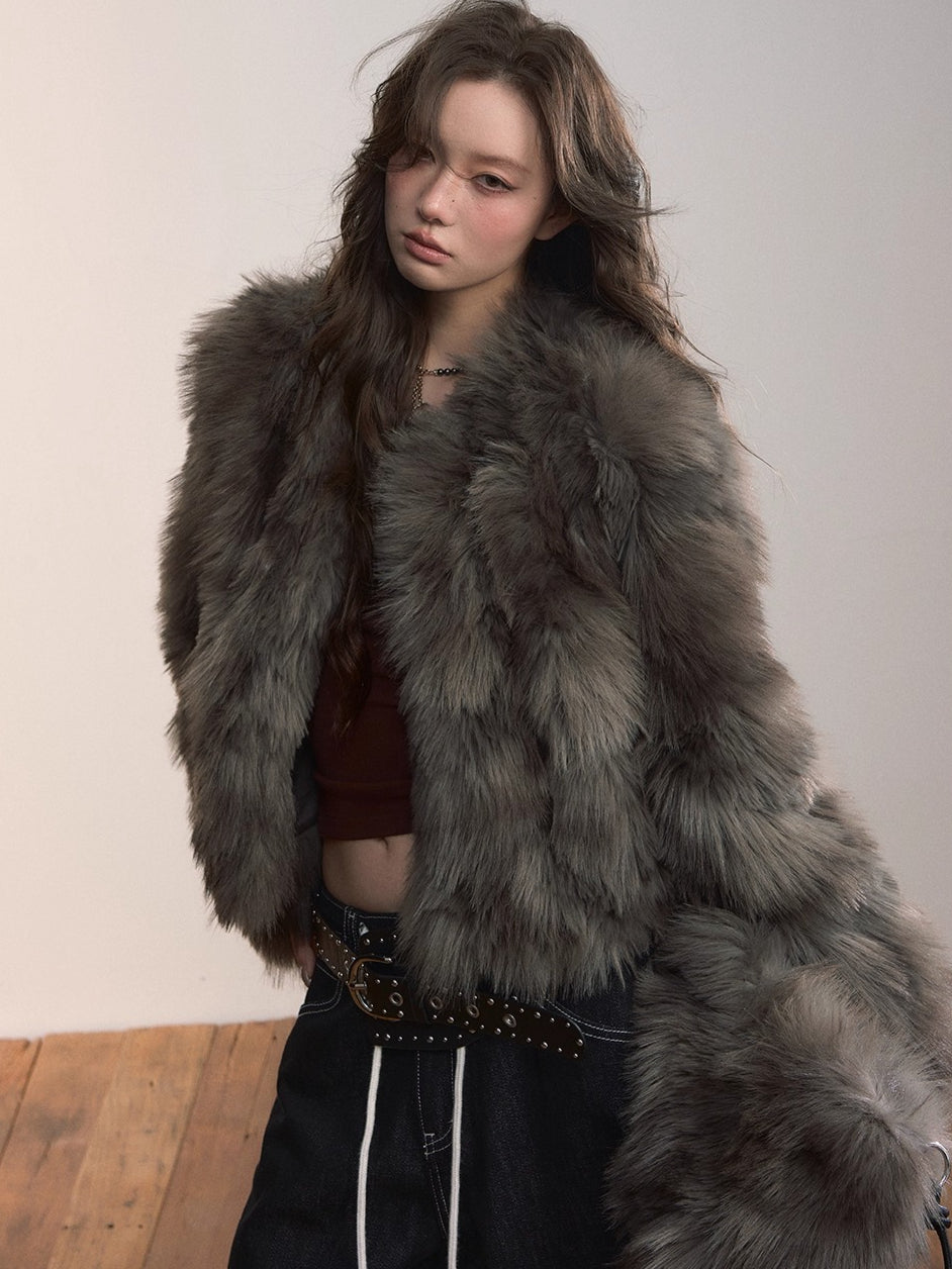 Faux Fur Short Jacket - CHINASQUAD
