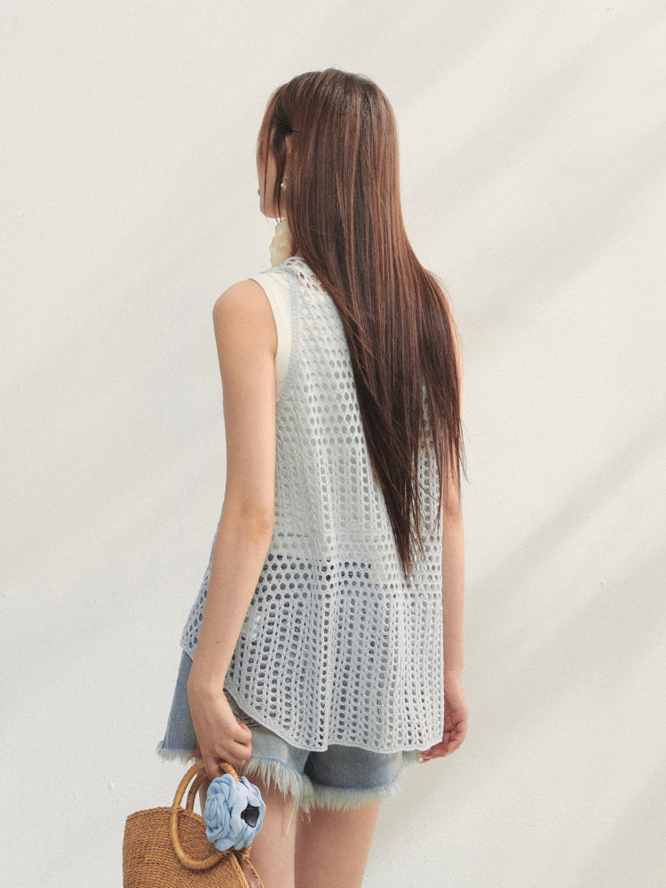 Pearl Crochet Hollow Vest Camisole - CHINASQUAD