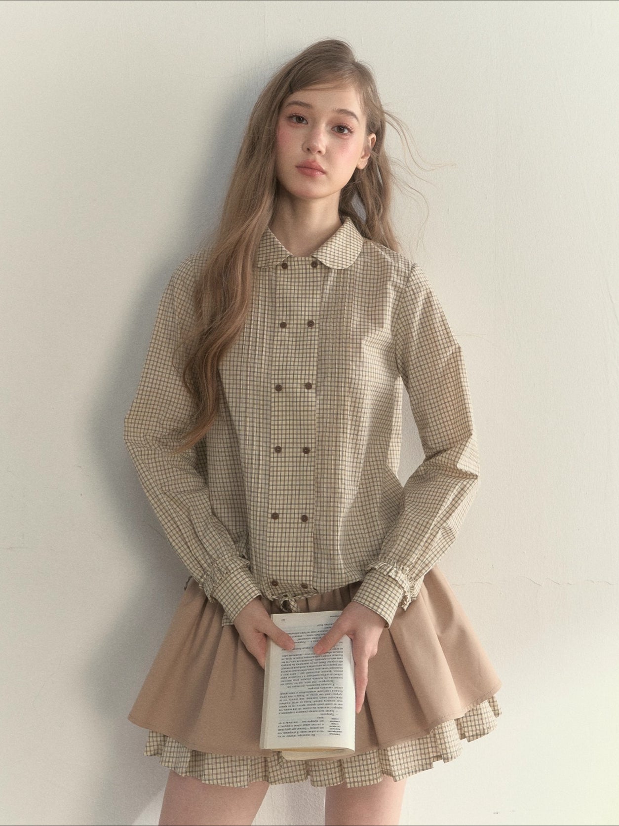 Double-Breasted Doll Collar Shirt