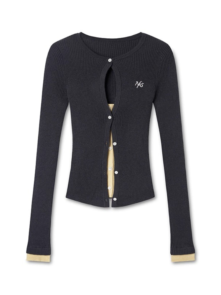 Fake Two-Piece Perth Knit Cardigan - CHINASQUAD
