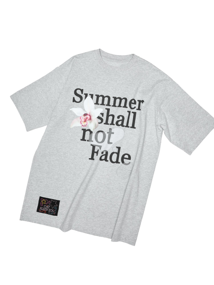Oversize Floral Alphabet Printed T-shirt - CHINASQUAD