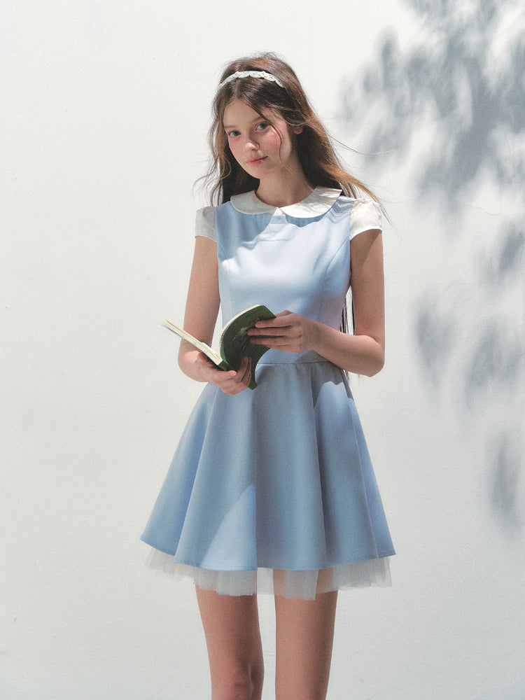 Doll Collar Mesh Tutu Dress