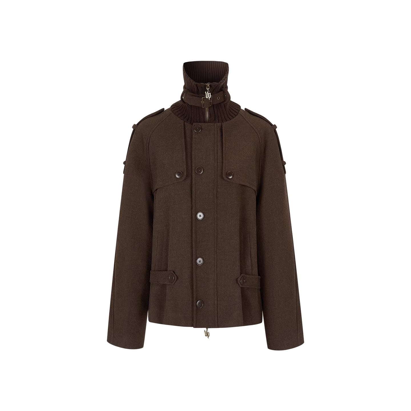 Wool-Blend Panelled High-Neck Puffer Jacket