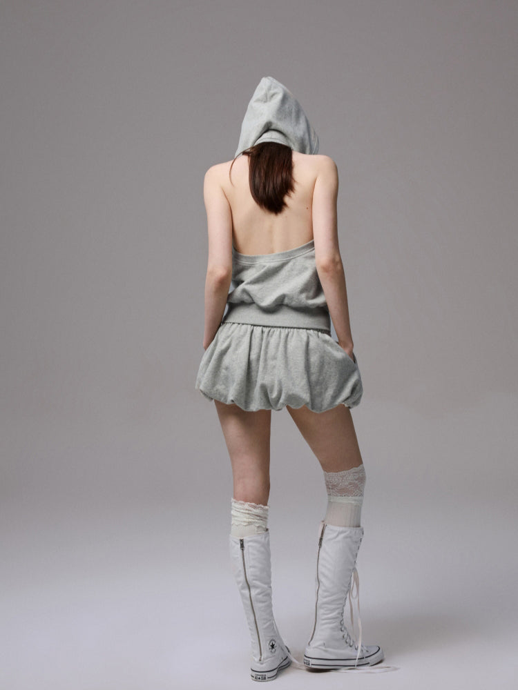 Solid Color Sweatshirt Fabric Drawstring 3D Tulip Skirt - CHINASQUAD