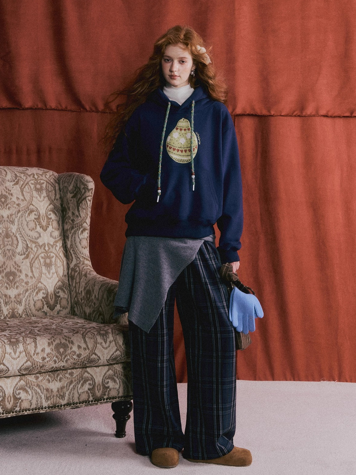 Brushed Fair Isle Knit Hoodie