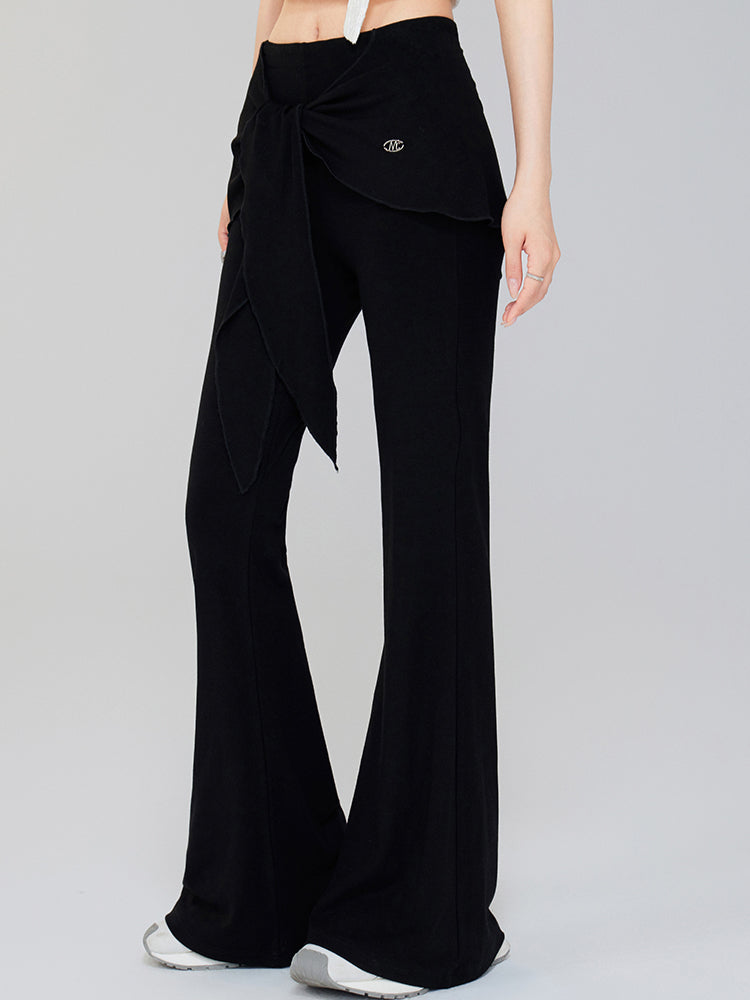 Fake Two-Piece Drape Flared Pants