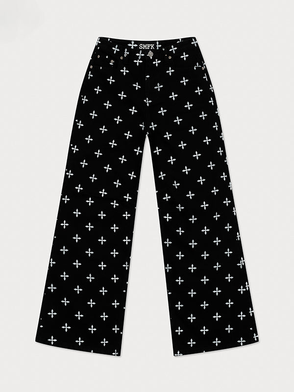 Black Garden Classic Wide-Leg Jeans - CHINASQUAD