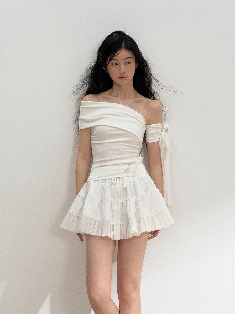 Pure White Lace A-line Tulle Skirt - CHINASQUAD