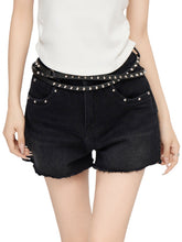 Black & Blue Frayed Denim Shorts - CHINASQUAD