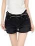 Black & Blue Frayed Denim Shorts - CHINASQUAD