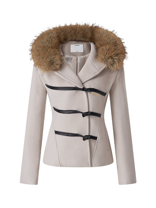 Black & Oatmeal Wool Toggle Coat - CHINASQUAD