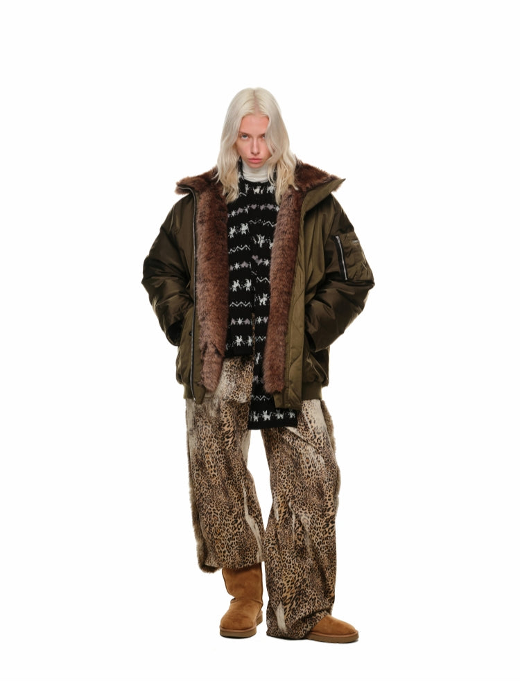 Gradient Patchwork Down-Filled Aviator Jacket - CHINASQUAD