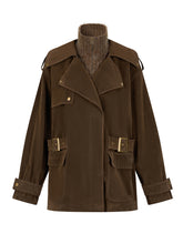 (Final Sale) Lapel Patchwork Velvet Coat - CHINASQUAD
