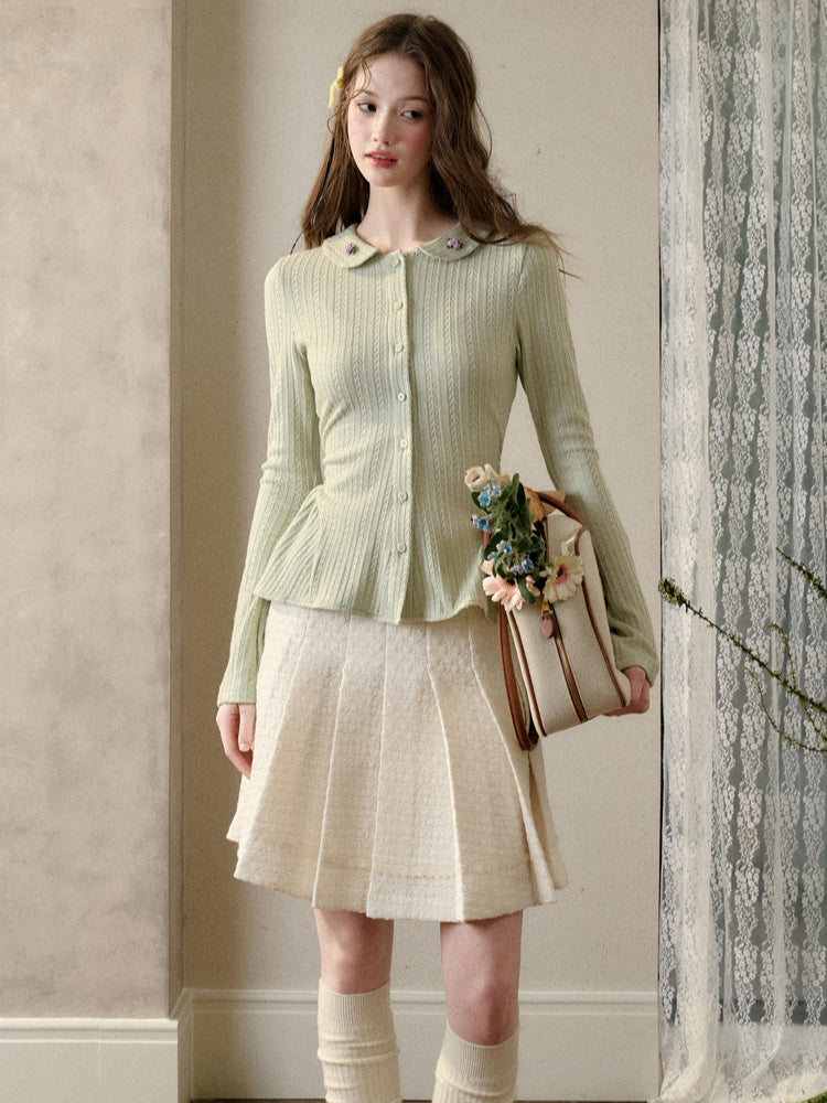 Handcrafted Floral Knit Sweater Blouse - CHINASQUAD