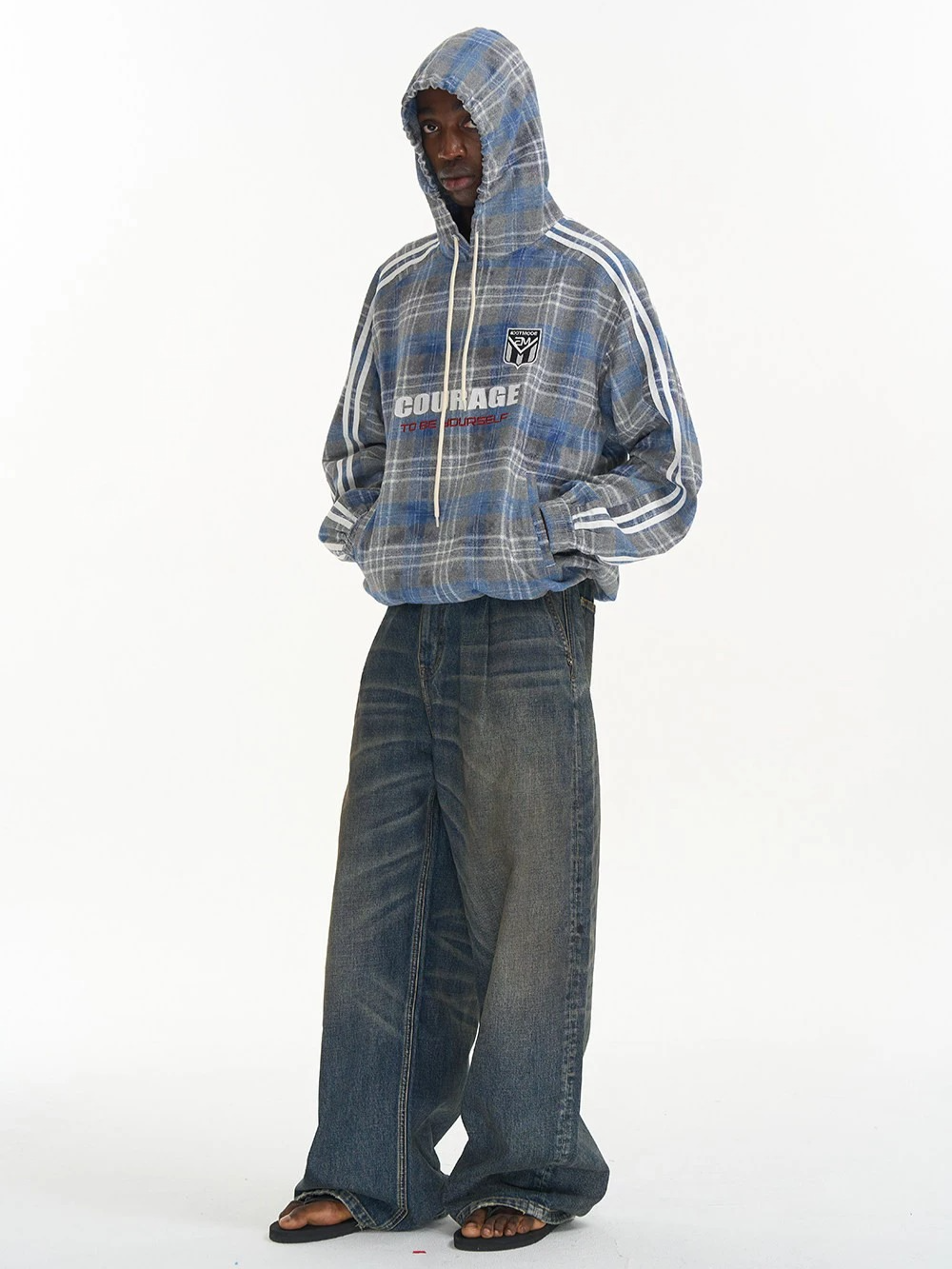 Plaid Color-Block Sport Hoodie