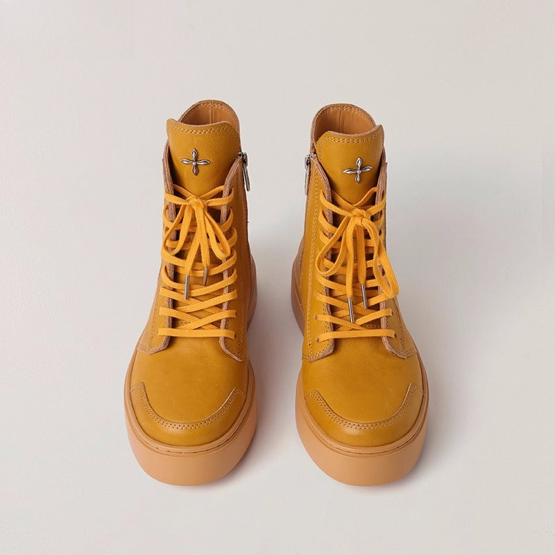 Compass Heritage Retro Leather High-Top Sneakers - CHINASQUAD