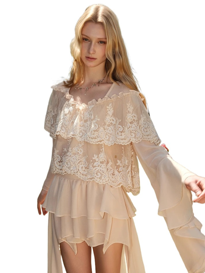 Ondine Chiffon Lace Set - CHINASQUAD