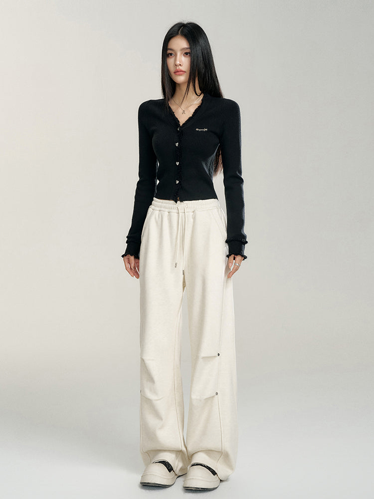 V-neck Frayed Knit Top - CHINASQUAD