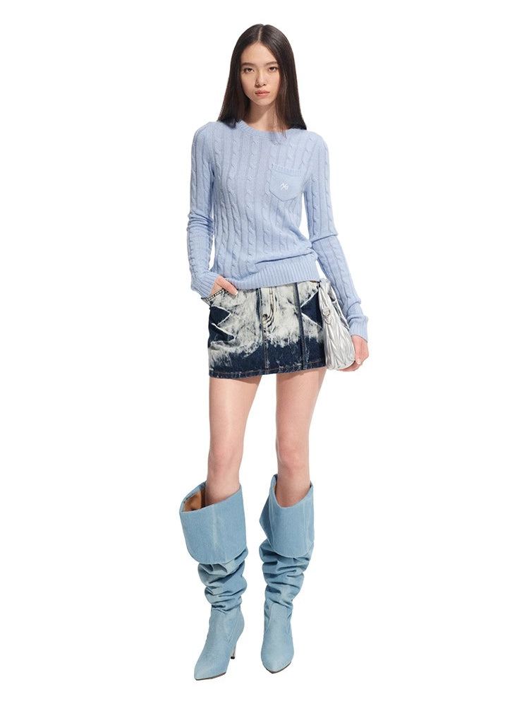 "Djembe Series" Wool Round Neck Slim Knit Crewneck - CHINASQUAD