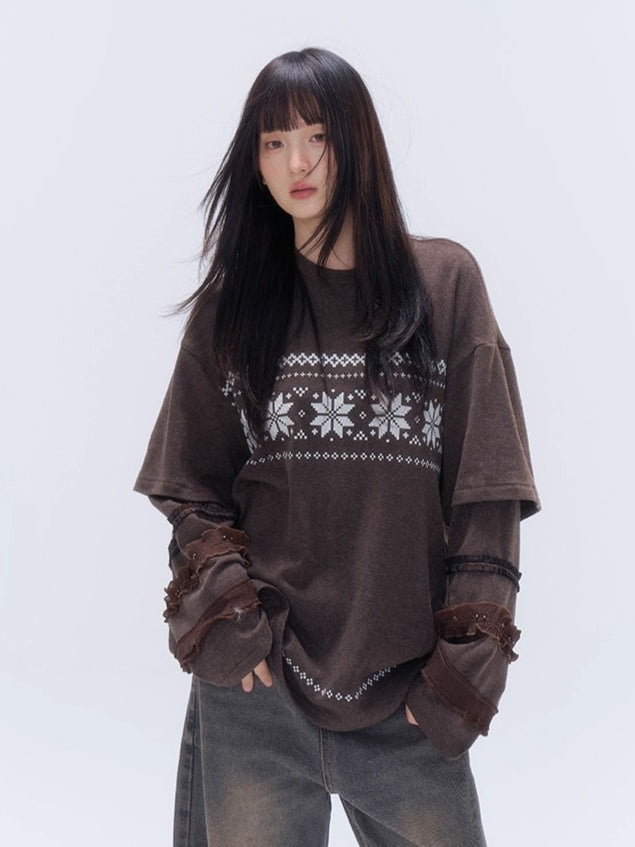 Layered Lace-Trim Long-Sleeve T-Shirt