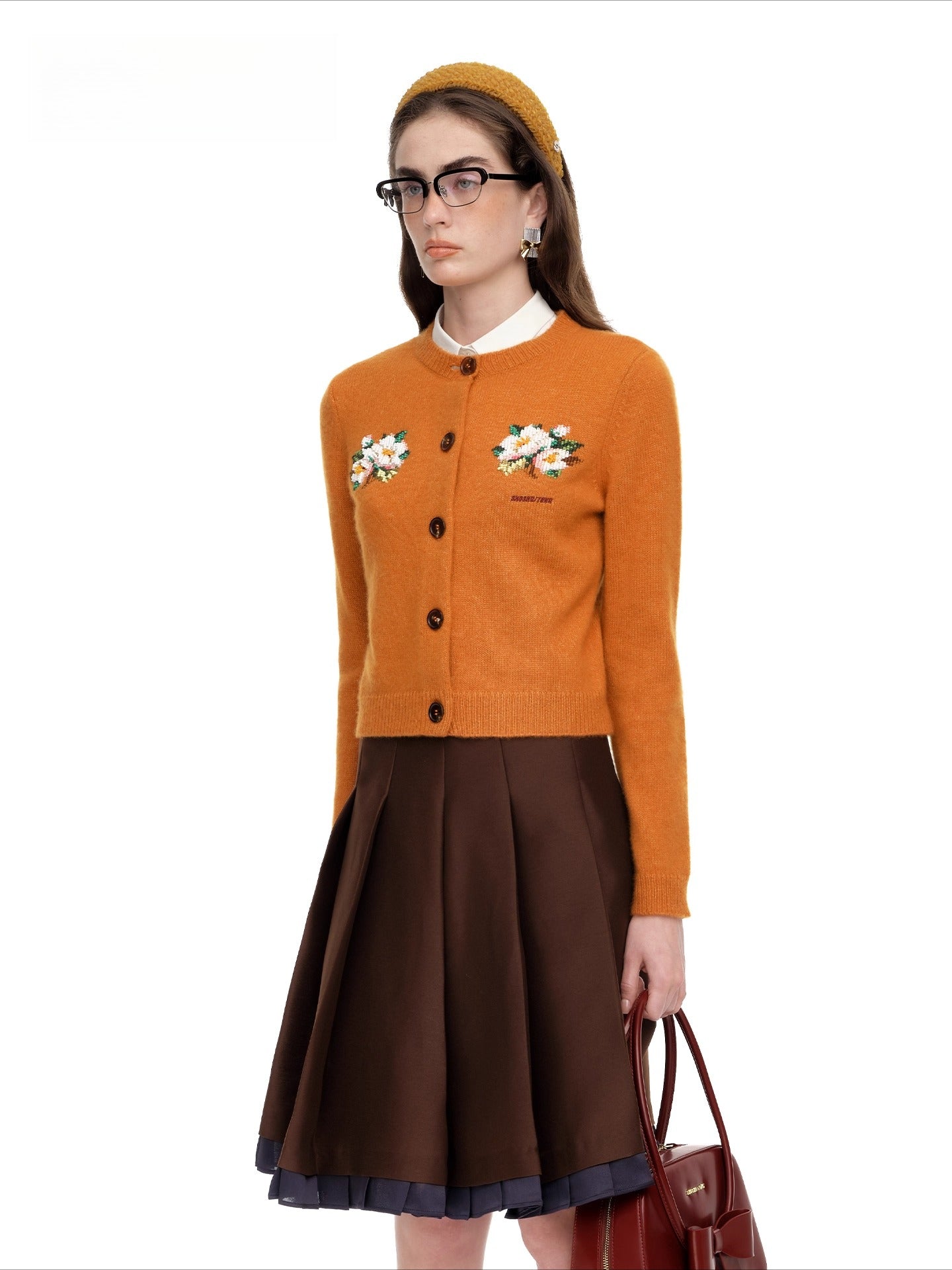 Embellished Wool-Cotton Round-Neck Knit Cardigan - CHINASQUAD