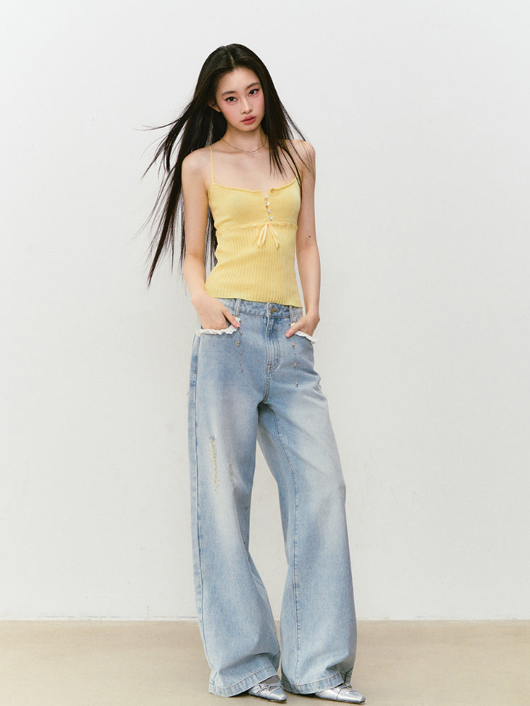 Button Lyocell Knit Tank Top - CHINASQUAD