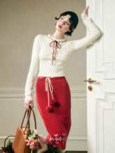 Warm Fabric Color Block Sweater & Skirt Set - CHINASQUAD