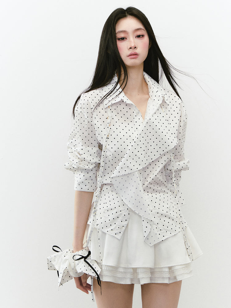 Waist-Cinched Layered Sunshade Short Shirt - CHINASQUAD