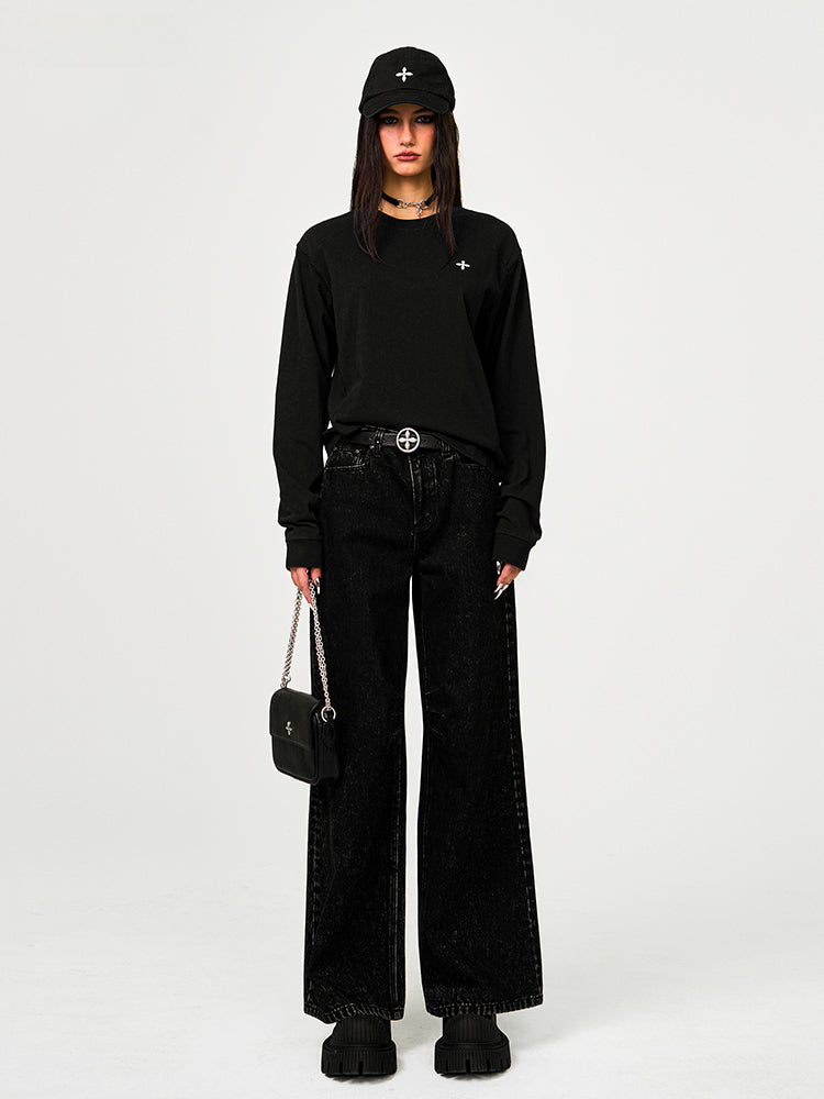 Black Cross Embroidery Sweatshirt - CHINASQUAD