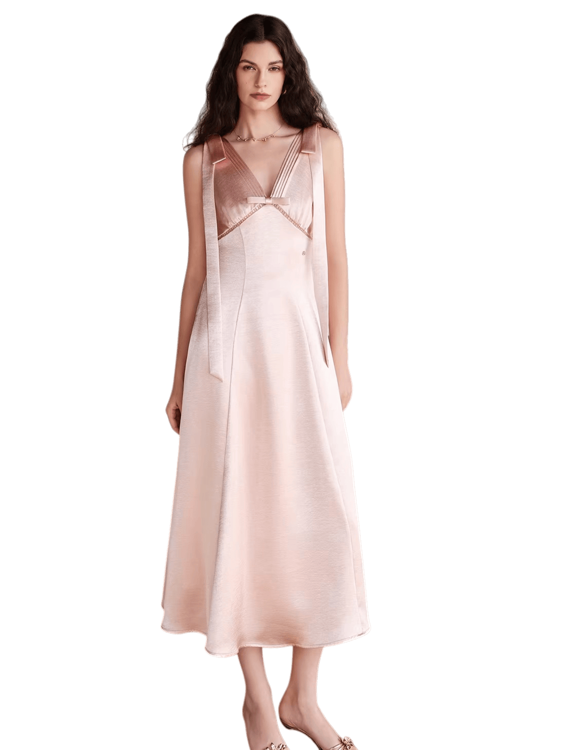 V-Neck Cutout High-Waist Maxi Dress