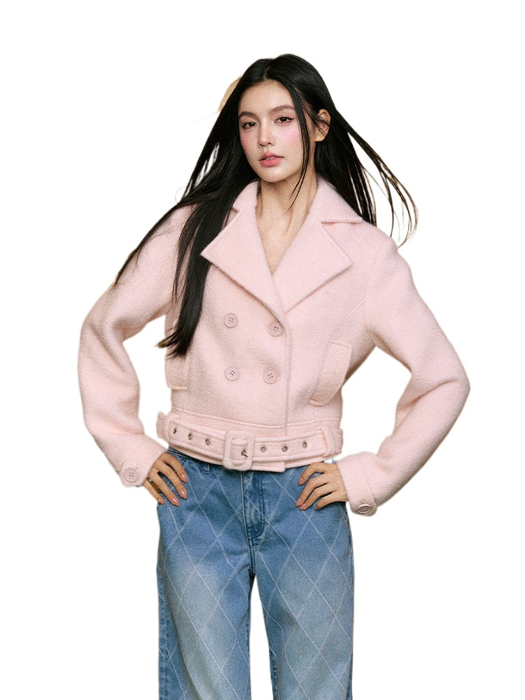 Pink Wool Short Jacket - CHINASQUAD