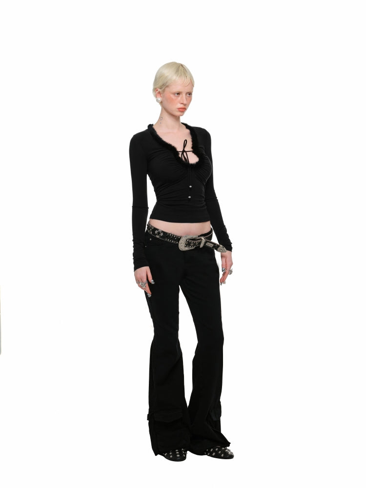 Rhinestone Flared Pants - CHINASQUAD