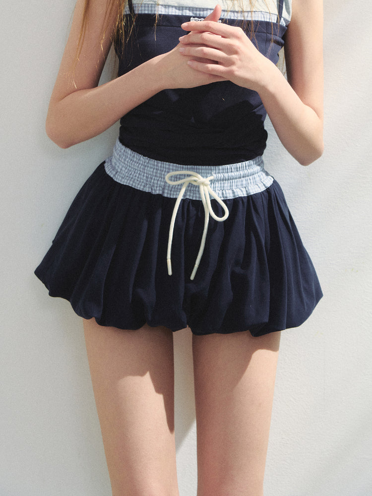 Color-Blocked Lyocell Bubble Skirt - CHINASQUAD