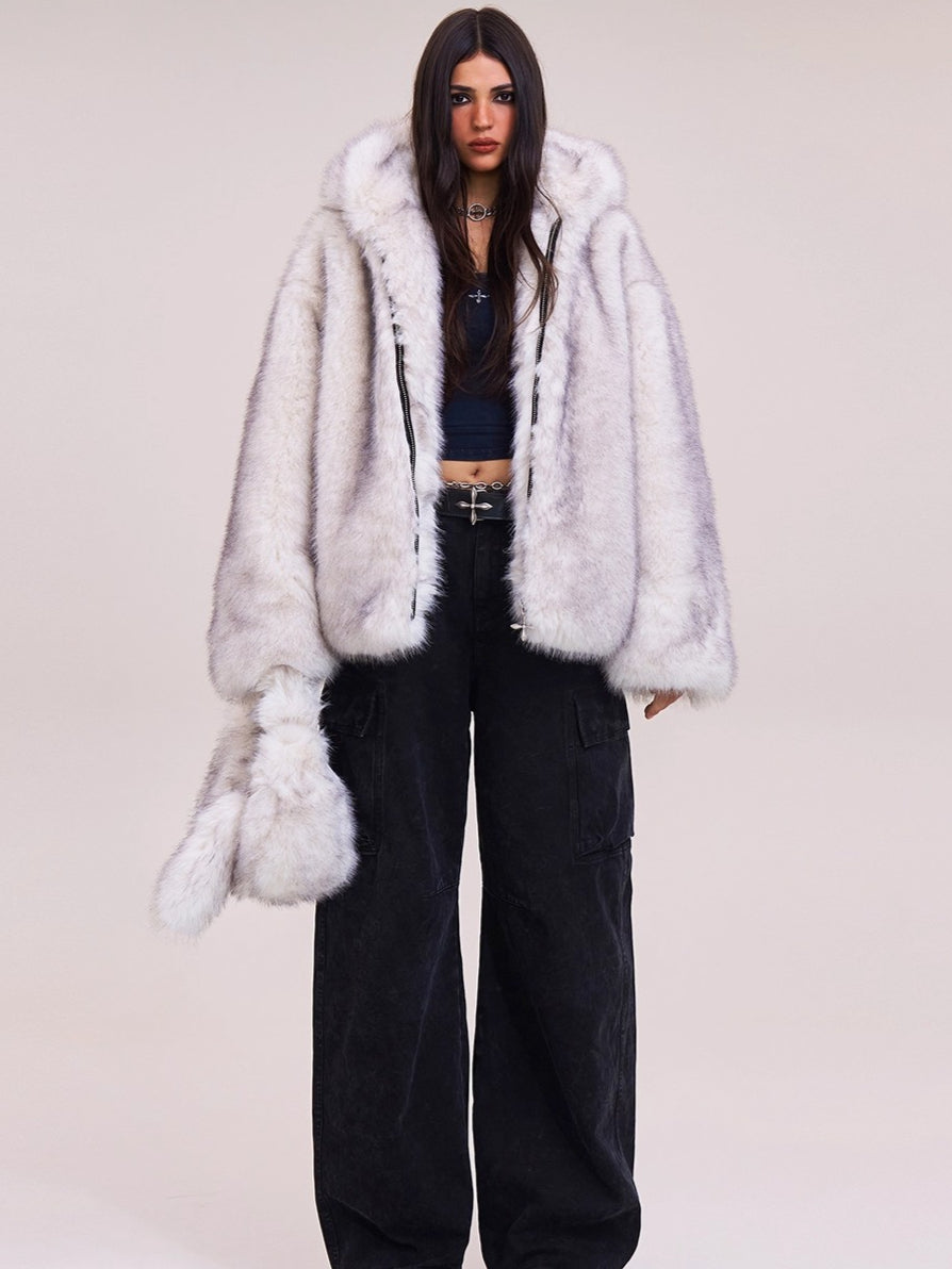 Cross Relic Oversized Faux Fur Hoodie
