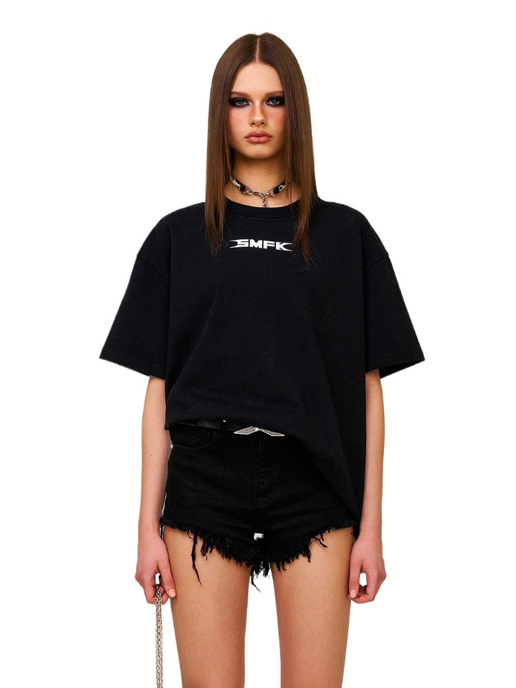 Cotton Printed Black & White Short Sleeved T-shirt - CHINASQUAD