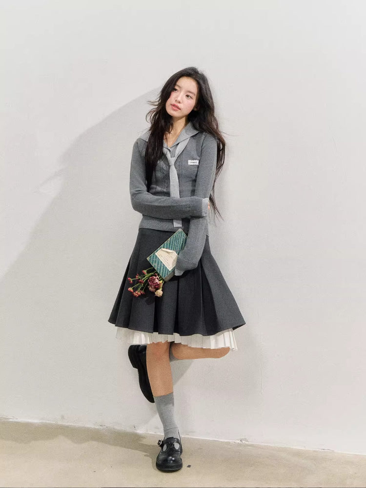 Naval Collar Preppy Girl Knit Crewneck