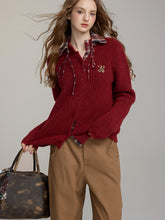 Detachable Plaid Knit Sweater - CHINASQUAD