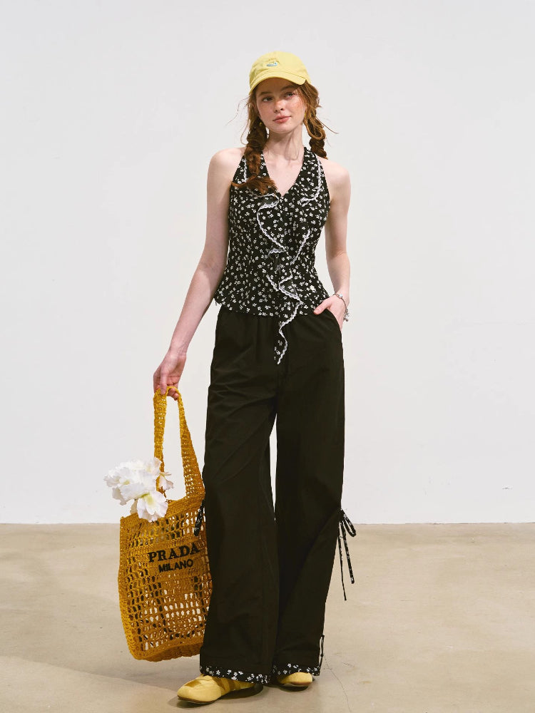 V-Neck Lace Halter Vest - CHINASQUAD