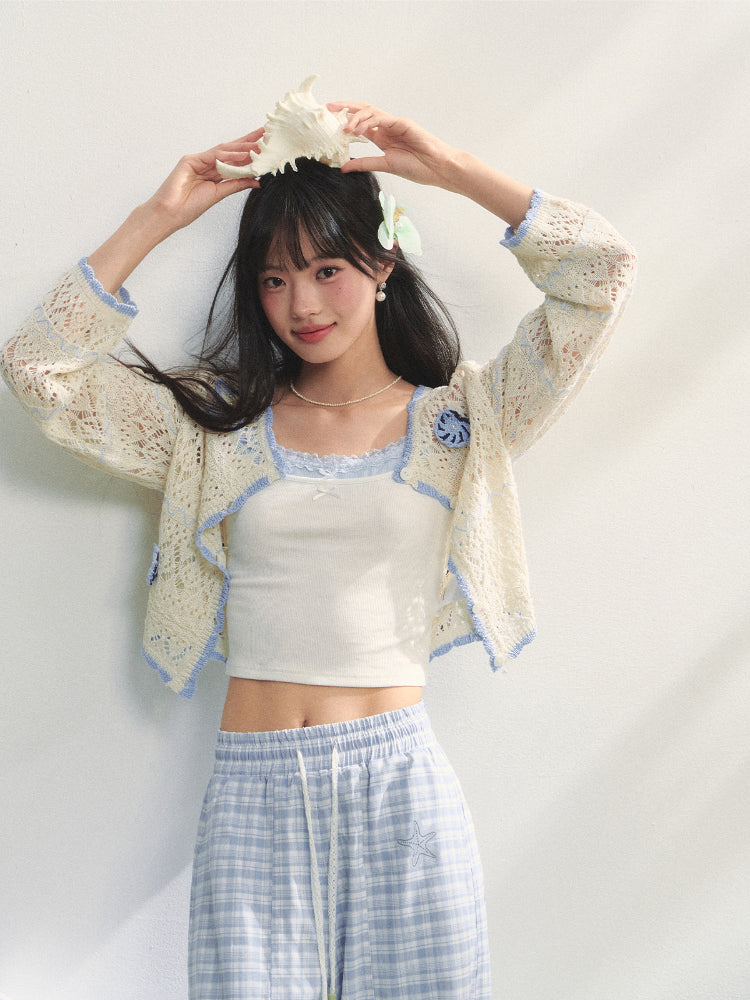 Hollow Out Crochet Knit Cardigan - CHINASQUAD