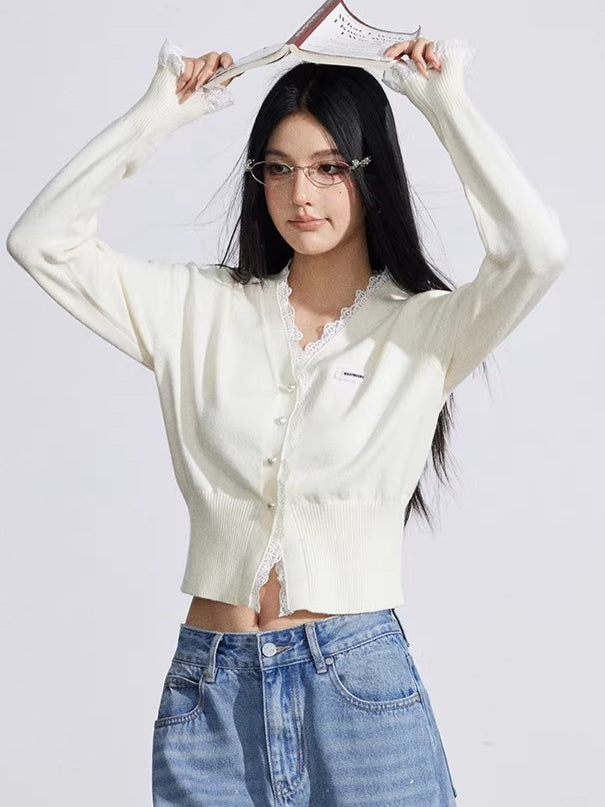 Lace Panel Knit Cardigan